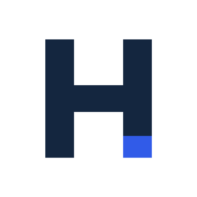Hyperlocal geometric H with integrated blue accent